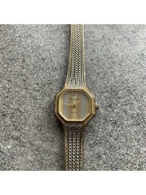 Vintage Deauville Womens Watch 19mm Gold Tone Case Two Tone Band 25/4896 Bin B